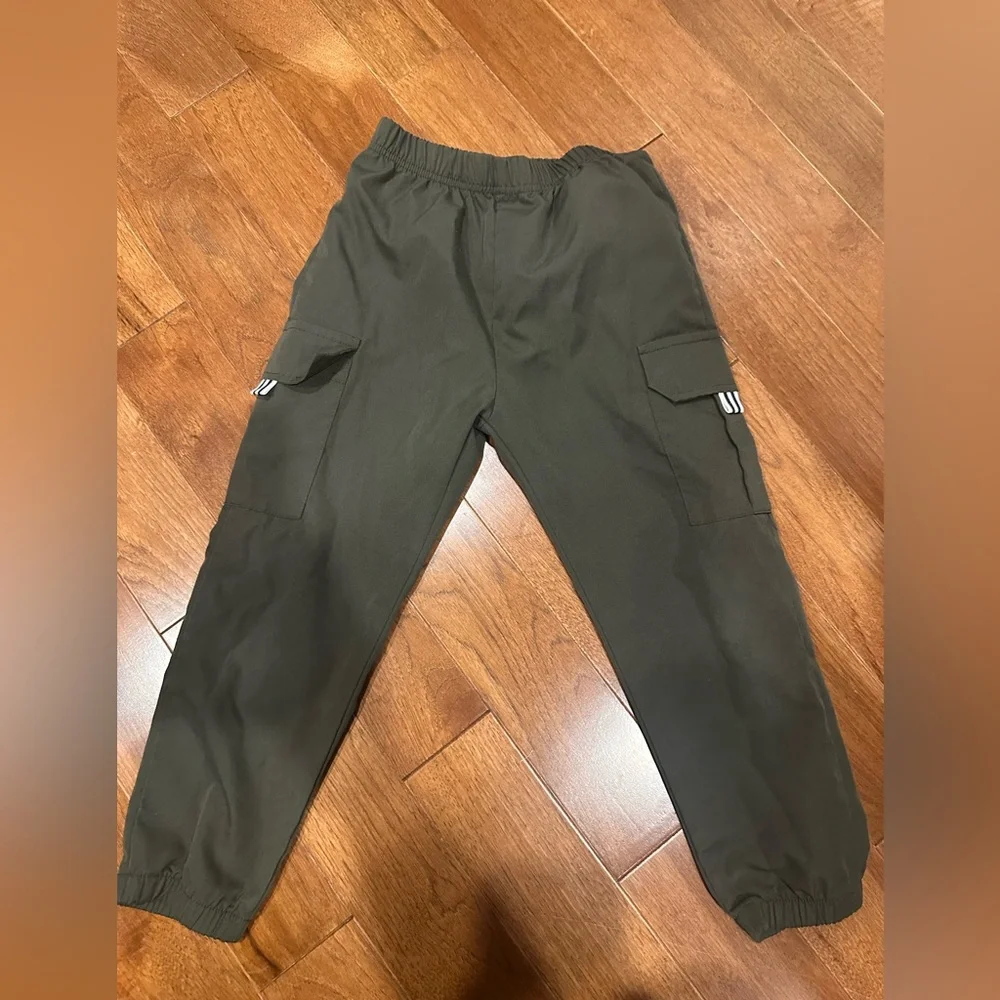 Boys Cargo Jogger Pants – Size 5T – Olive Green Elastic Waist
